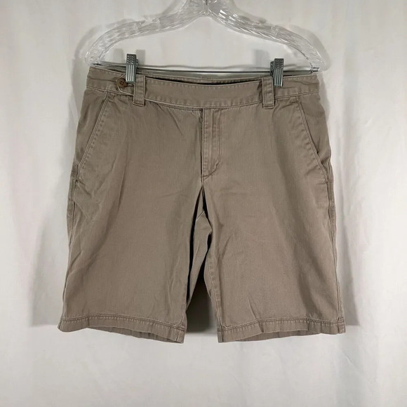 The North Face Shorts Women's 10 Khaki Chino Pockets 100% Cotton Missing Button - Picture 1 of 8